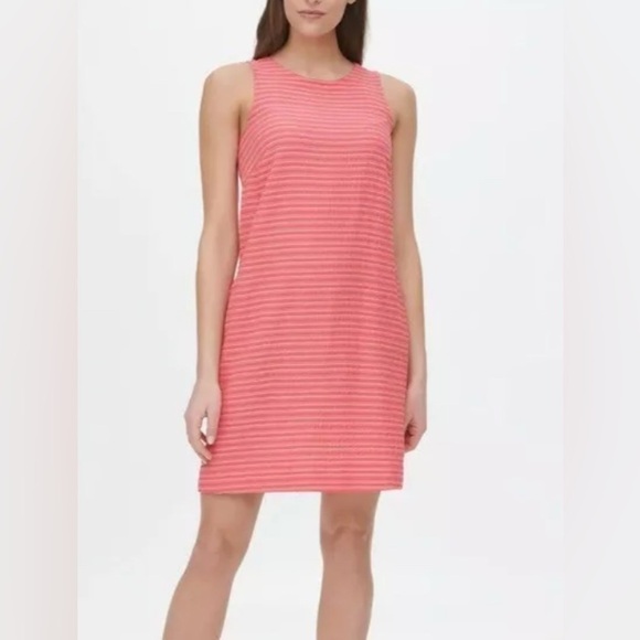 Tommy Hilfiger Striped Seersucker Dress Size 12, Pink with Pockets, new no tag - Picture 1 of 8